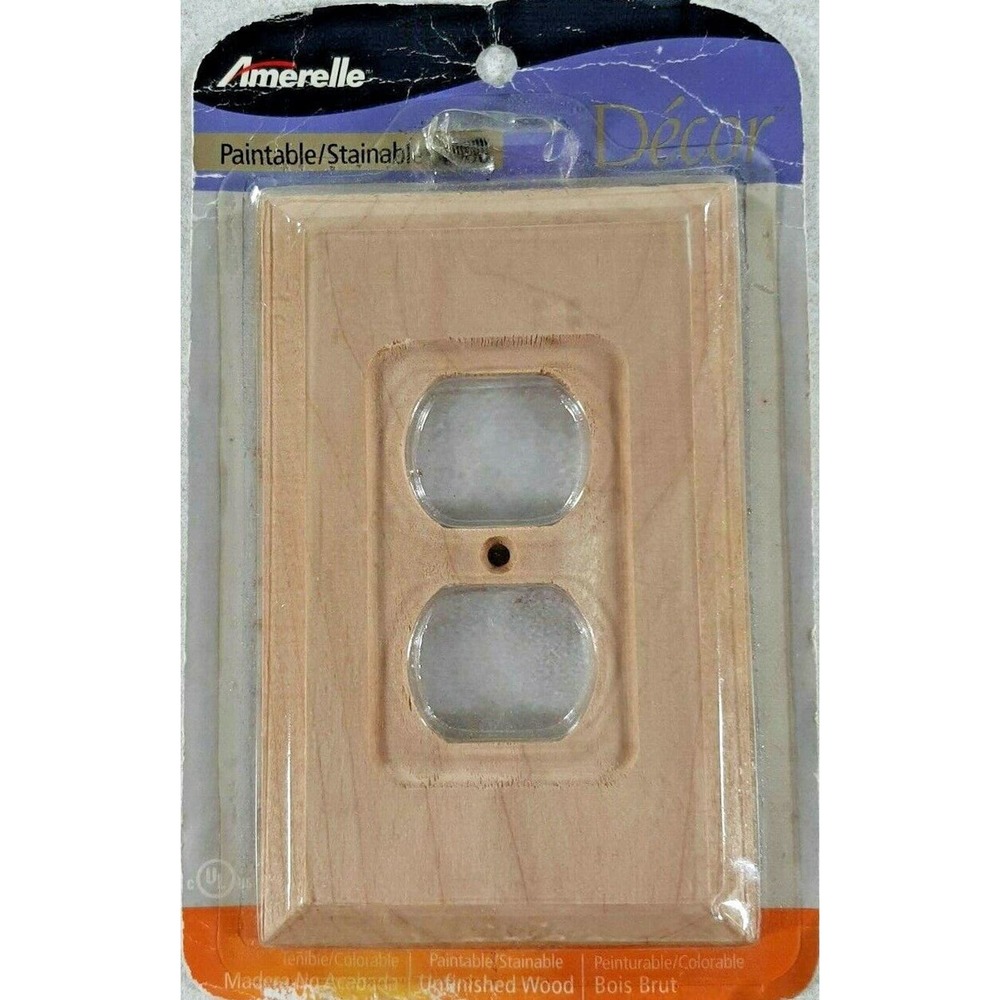 Amerelle Electrical Outlet Cover Wood Unfinished Paintable Stainable NEW